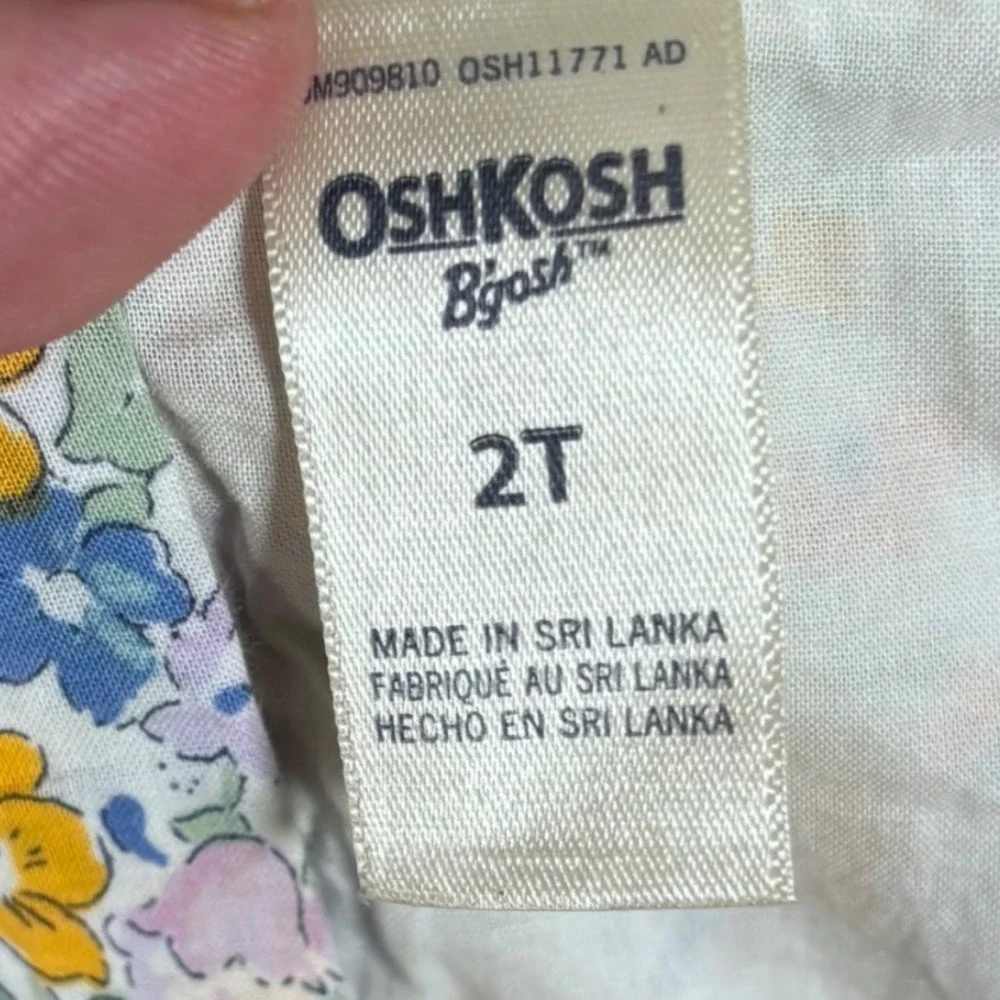 OshKosh B'gosh Twirl Spring‎ Dress Girls 2T Floral Print Yellow Bow Button Back